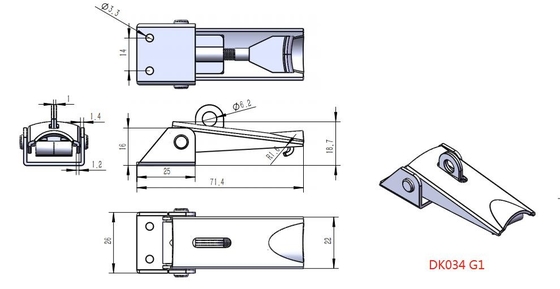 DK034G1 kleine Regelbare Knevelklink met Schroeven het Opzetten en Sleutelgat